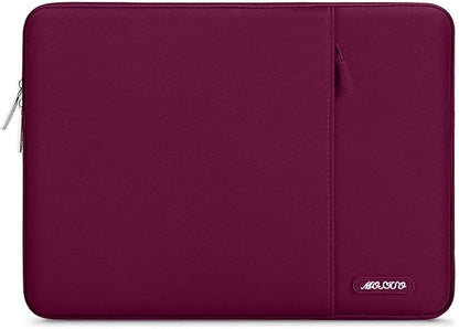 MOSISO Laptop Case 16 inch, 15-15.6 inch Laptop Sleeve Compatible with MacBook Pro 16 M4 M3 M2 M1, HP Acer Dell Lenovo ASUS Notebook, Polyester Vertical Computer Sleeve Bag with Pocket, Wine Red