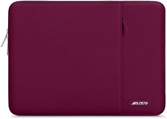 MOSISO Laptop Case 16 inch, 15-15.6 inch Laptop Sleeve Compatible with MacBook Pro 16 M4 M3 M2 M1, HP Acer Dell Lenovo ASUS Notebook, Polyester Vertical Computer Sleeve Bag with Pocket, Wine Red