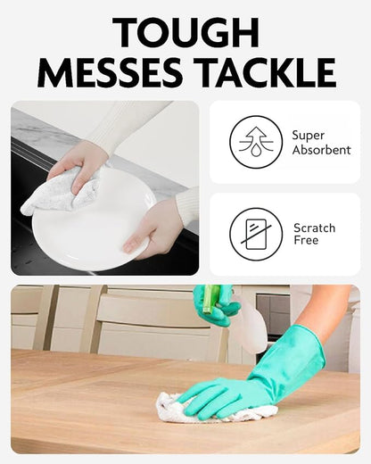 Fantasticlean Microfiber Cleaning Cloth Roll -75 Pack, Tear Away Microfiber Towels, 12" x 12", Reusable, Washable, Scratch Free, Ultra Absorbent Dish Rags for Car, Home, Garage or Shop (White)