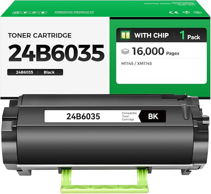 24B6035 Black Toner Cartridge with chip High Yield 1-Pack Replacement for Lexmark 24B6035 Toner Cartridges Compatible with Lexmark M1145 XM1145 Laser Printer Ink All-in-One Copier (16,000 Pages)