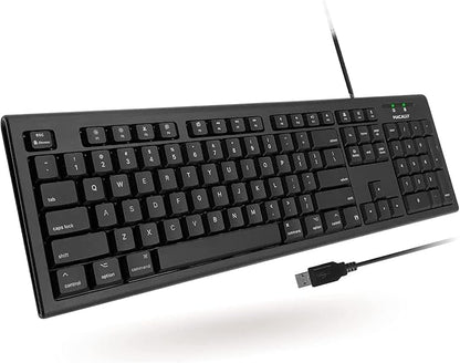 Macally Full Size Wired Mac Keyboard - Compatible with All Macs with USB Port - Wired Keyboard for Mac Mini / Pro, Macbook Pro/Air, iMac with Number Pad & 16 Apple Shortcut Keys Spill Proof - Black