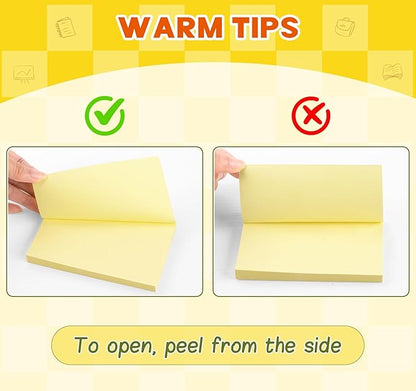 16 Pads Large Sticky Notes Yellow, 3 x 5 Inch Self-Stick Note Pads, 100 Sheets/Pad, Super Sticking Power, Clean Removal, Recyclable Memo Pads for Office, School, Home, and Meetings