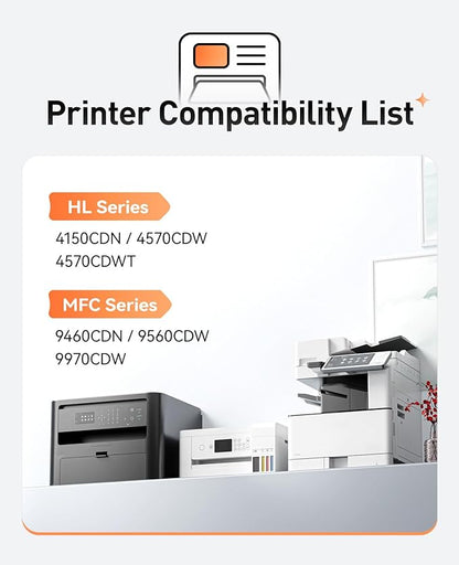 TN-315 TN315 Toner Cartridge Set 4-Pack Compatible with Brother TN-310 TN310 Toner Work with Brother Color HL-4140CW HL-4570CDW HL-4570CDWT 4150CDN MFC-9560CDW MFC-9970CDW 9460CDN Printer Black Ink