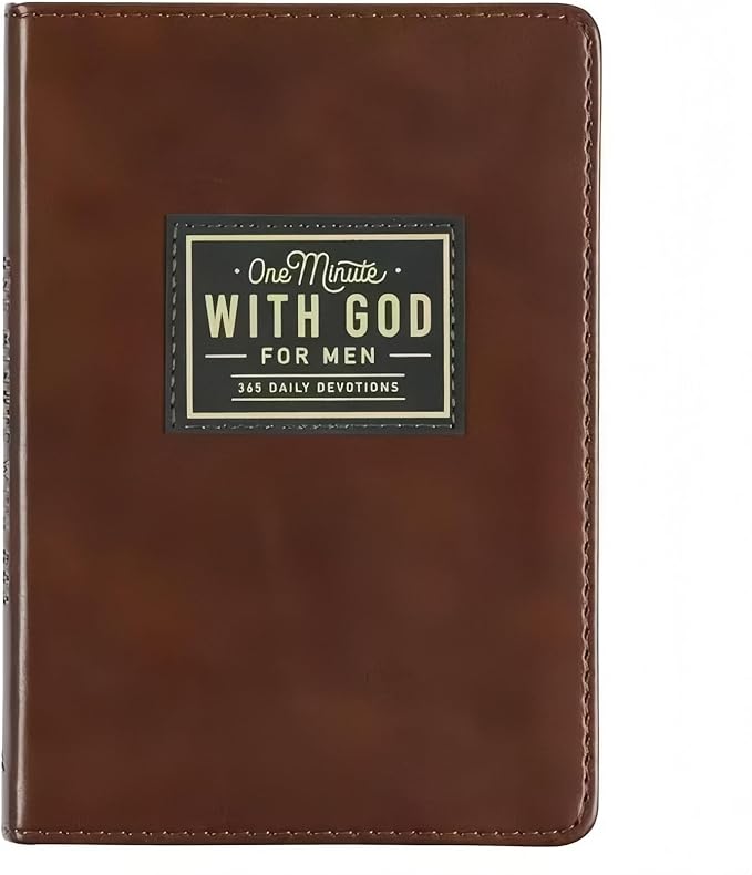 One Minute with God Daily Devotional for Men, 365 days of daily prayer brown book, 2026 Mens Dailys Devotional and Prayer Journal