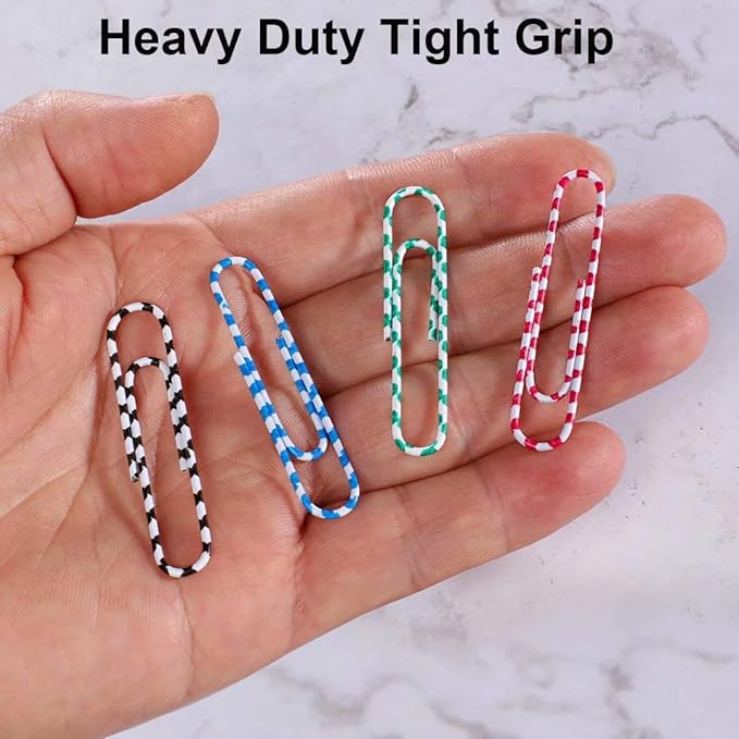 Vinaco Color Stripe Paper Clips, 100 Pack 2 Inch (50 mm), Durable & Rust Resistant Jumbo Clips. Great for Office, School and Personal Use