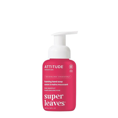 ATTITUDE Foaming Hand Soap, EWG Verified, Plant and Mineral-Based Ingredients, Vegan and Cruelty-free Personal Care Products,Pink Grapefruit, 10 Fl Oz