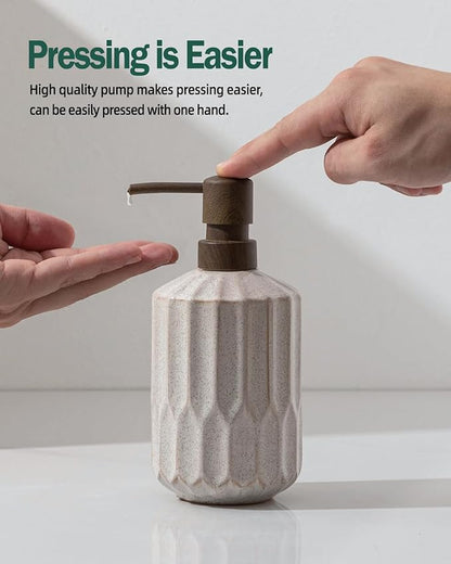Fun Elements Bathroom Soap Dispenser Set, 16 OZ Ceramic Hand Soap Dispenser for Bathroom, Luxurious Hand and Dish Soap Dispenser Set with Silicone Funnel for Kitchen