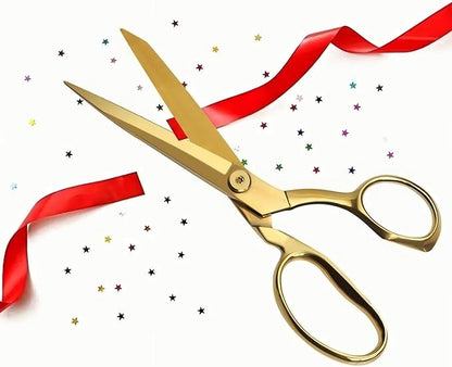 Ribbon Cutting Scissors,8 Inches Gold Scissors,Full Stainless Steel Material,Suitable for Ribbon-Cutting,Office,Home,Sewing,and Crafts