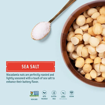 Mauna Loa Sea Salt Roasted Macadamia Nuts, Premium Hawaiian Nuts, 20oz Resealable Bag, Keto Friendly, Gluten Free Snack