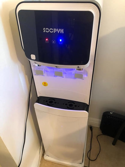 Self-Cleaning Bottom Load Water Cooler Dispenser for 5 Gallon Bottle 3 Temperature Settings Empty Bottle Alert Nightlight White