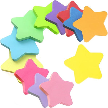 Self Sticky Post Notes, Bright Colorful Creative Sticky Notes for Notebooks Bible Study School Office Supplies 2.75 x 2.75 Inch 50 Pieces/Pad 600 Sheet Star