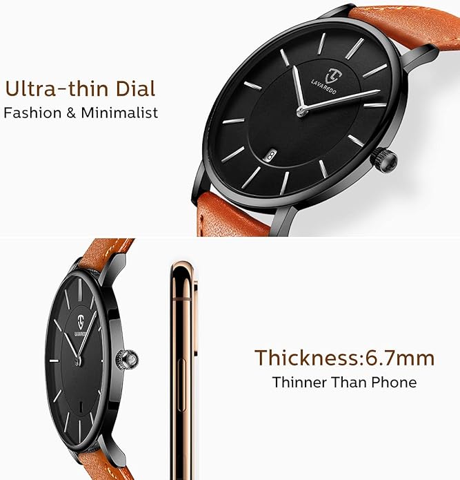 BEN NEVIS Watch, Mens Watch, Minimalist Fashion Simple Wrist Watch Analog Date with Leather Strap