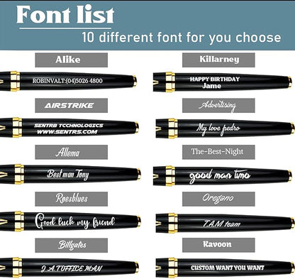 Ancolo Custom Pens Office Gift Set with 5 Gfit Box 10 extra Black Refills Metal Body Engraved with Your Message Personal Names Phone Number, Gift for Business Office Colleague Friends