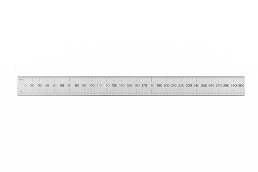 PEC Tools Rigid Metal Ruler, 12"/300mm High-Precision Steel Rule with Satin Chrome Finish, English & Metric Graduation (1/32", 1/64", 0.5mm, 1.0mm), Fully Hardened and Tempered, Made in USA