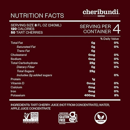Cheribundi Tart Cherry Juice Original | Tart Cherry Juice Sweetened with Apple Juice | Athletes Recovery Drink | Promotes Restorative Sleep, Muscle Recovery & Boosts Performance | 32 floz (6 Pack)