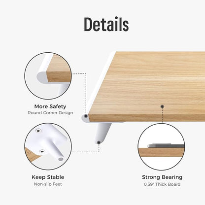 loukin Monitor Stand Riser for Desk, 22.4" x 8.3" Larger Computer Stand for Laptop, PC, Printer, Sturdy Desktop Computer Shelf with Non-Skid Rubber, Home Office, Natural Wood