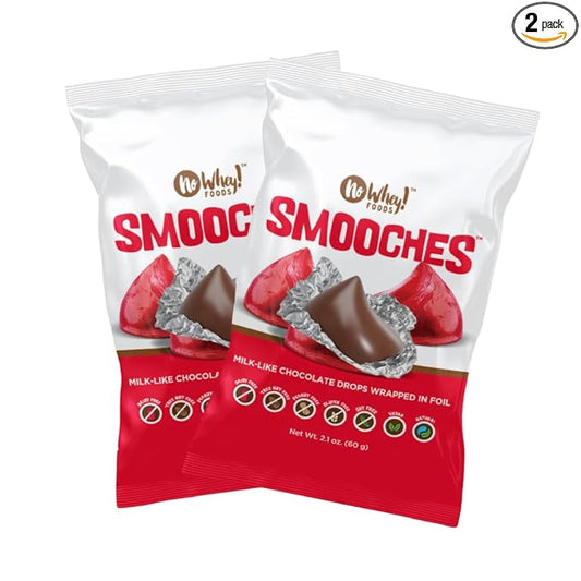 SMOOCHES, 2 PACK | Allergy Friendly, Vegan Chocolate Foil Wrapped Chocolate | Dairy Free, Nut Free, Peanut Free, Gluten Free | No Whey Foods