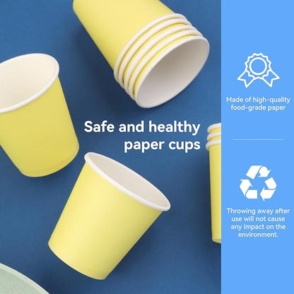 150 Pack 3oz Yellow Paper Cups,Mouthwash Cups, Disposable Bathroom Cups,Small Paper Cups 3oz Ideal for Bathroom,Supermarket,Birthday Party,Picnic and BBQ