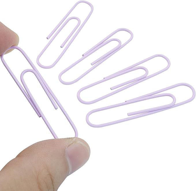 100Pcs 2 Inch Large Paper Clips, Lavender Coated Jumbo Reusable Big Paperclips for Office School Home Document Organizing