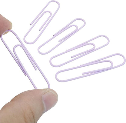 100Pcs 2 Inch Large Paper Clips, Lavender Coated Jumbo Reusable Big Paperclips for Office School Home Document Organizing