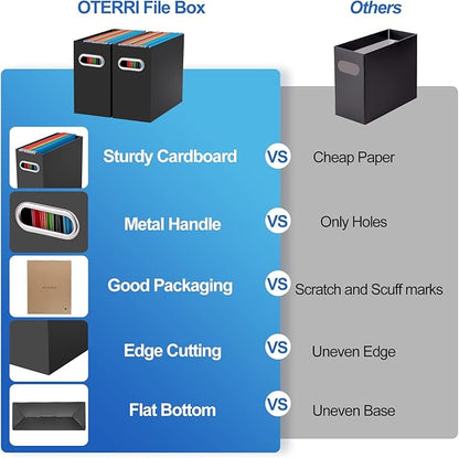 Oterri Cardboard File Organizer Box for Hanging File Folders Letter Size,File Box for Computer Desk,File Cabinet,Working Home,Office,Classroom (Multi color, Letter Size - 8 Packs)