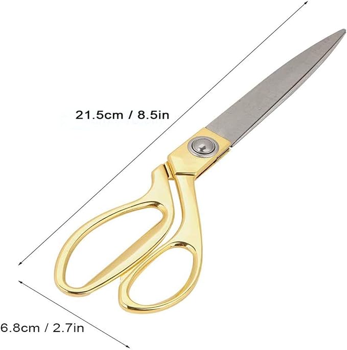 8.5'' Gold Stainless Steel Sharp Tailor Scissors - Professional Household Craft Fabric Scissors - Heavy Duty Cutting for Sewing, Crafts, Home, Kitchen, Office