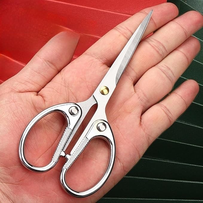 5" All Stainless Steel Office Scissors,Ultra Sharp Blade Shears,Sturdy Sharp Scissor for Office Home School Sewing Fabric Craft Supplies Multipurpose Scissors Sliver