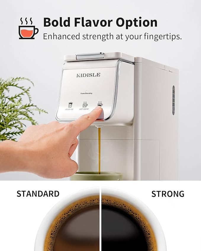 Hot & Iced Coffee Maker, Single Serve Coffee Maker for K Cup & Ground Coffee, Pod Coffee Machine with Bold Setting, Quick Brew & Compact Design, Travel Mug Friendly, White