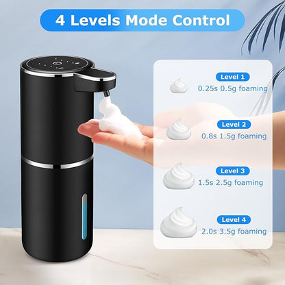 2 Pack Automatic Soap Dispensers,12.8oz/380ml USB Touchless Automatic Foaming Soap Dispenser,Rechargeabled Wall Mounted Smart Soap Dispenser for Bathroom Kitchen Dish Soap(Black)
