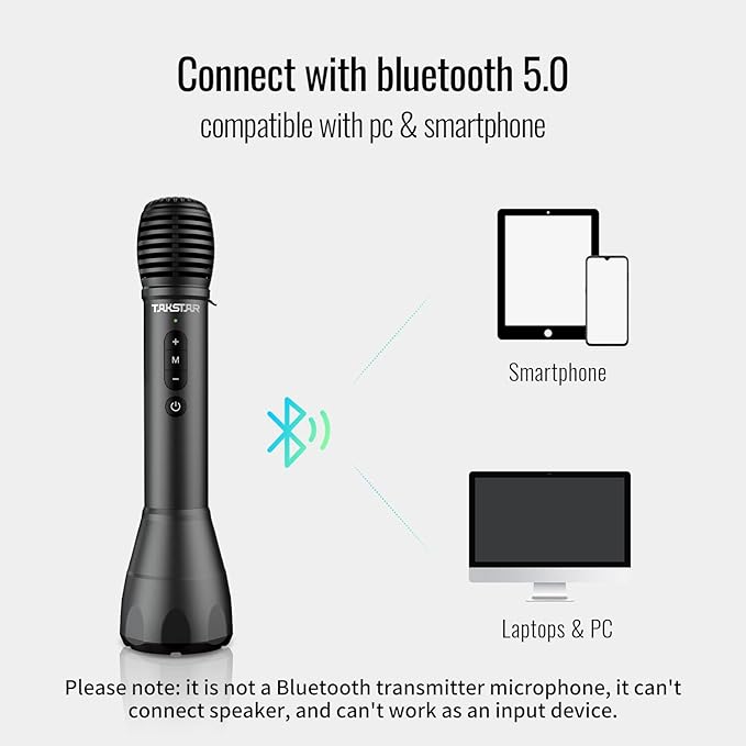 TAKSTAR 2-in-1 Bluetooth Wireless Microphone & Voice Amplifier, Portable Wireless Mic Speaker, Handheld Microphone Loudspeaker for Singing, Home Party, Karaoke, Meeting, Outdoors, Speech, Party - DA10
