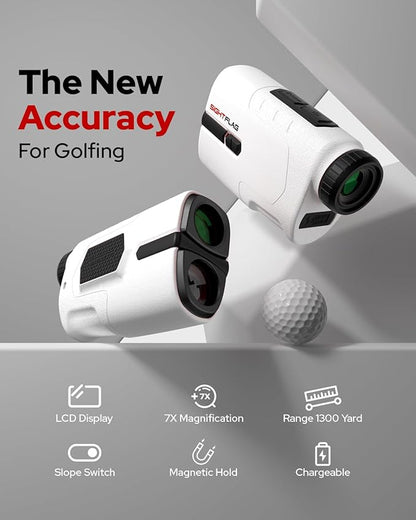 GF2-Golf Rangefinder with Slope and Pin Flagpole Lock Vibration, 1300 Yards Range Finder, External Slope Switch