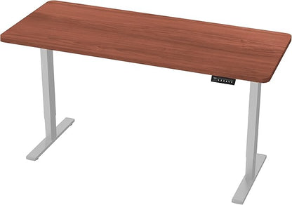 VIVO Electric 60 x 24 in Standing Desk, Memory Height Adjustment, 1B Series, One-Piece Dark Walnut Top, Gray Frame, DESK-KIT-1G6D