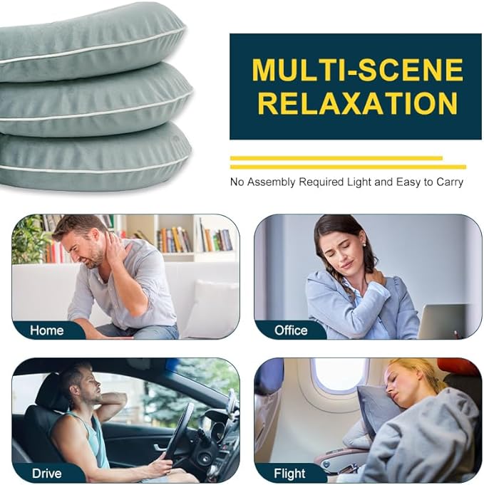 Cervical Traction Device, Adjustable Three Tube Inflatable Neck Stretcher, Neck Braces for Neck Support and Pain Relief, Neck Traction Device for Home/Office Use (grey)