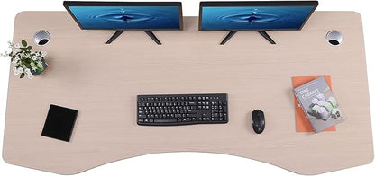ApexDesk Elite Pro Series 71" x 33" Electric Height Adjustable Stand up Desk, Sit Stand Home Office Desk, Computer Desk - Curved Oak/Black