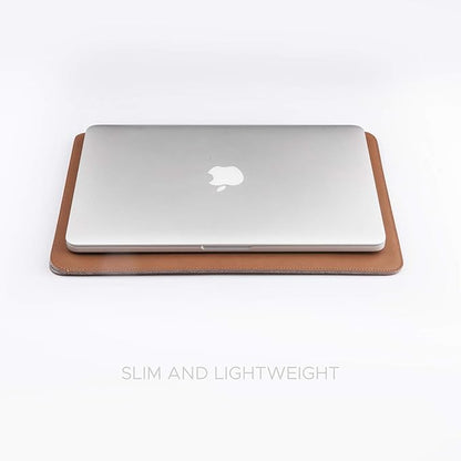 Comfyable Laptop Sleeve 15 Inch Precisely Compatible with MacBook Air 15" M4 2025 A3241 & M3 2024 A3114 & M2 2023 A2941, Faux Leather Cover Case, Brown