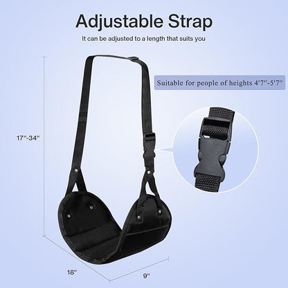 Airplane Foot Hammock, Portable Airplane Footrest to Relax Feet, Adjustable Foot Hanger for Long Trip Home Office, Travel Essentials, Black