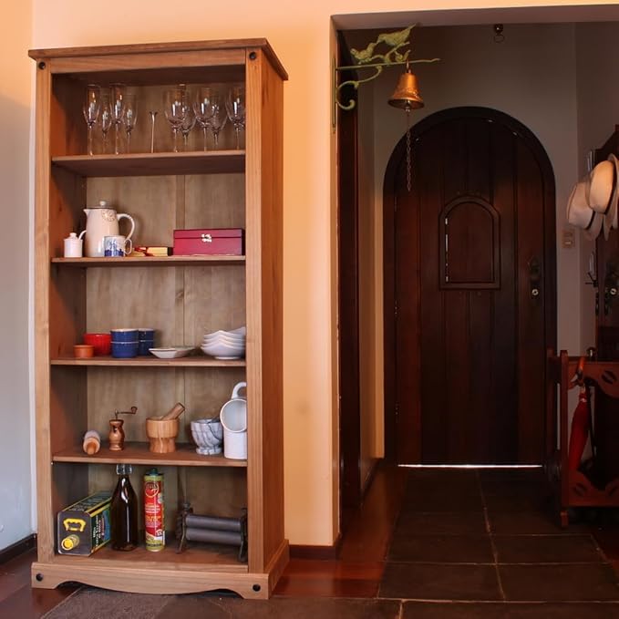 Furniture Dash - Bookshelf - Bookcase - Bookcase 5 Shelf - Pantry Cabinet - Kitchen Cabinet - Shelves for Bedroom - 31.50" W, 11.65" D, 69.88" H - 50.71lb (Antique Brown)