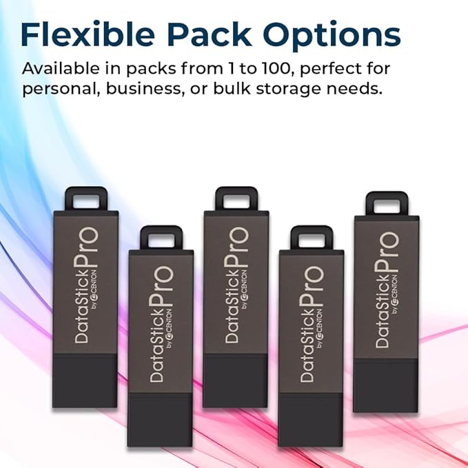 Centon Electronics DataStick Pro USB 2.0 Flash Drive, 2 GB, 100 USB Flash Drives, 100 Bulk Pack, Grey