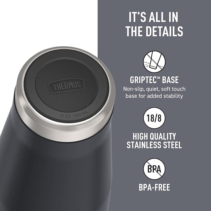 THERMOS ICON SERIES, Stainless Steel Tumbler with Slide Lock, 18 Ounce, Granite