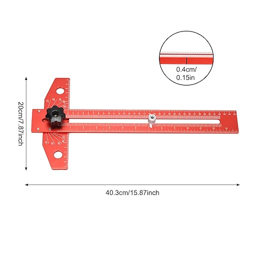 Woodworking Scriber Marking Line Ruler, Adjustable up to 18 inches Aluminum Alloy T-Square Ruler, Sliding Precision Line Drawing Angel Ruler with 1 pcs Carpenter Pencil