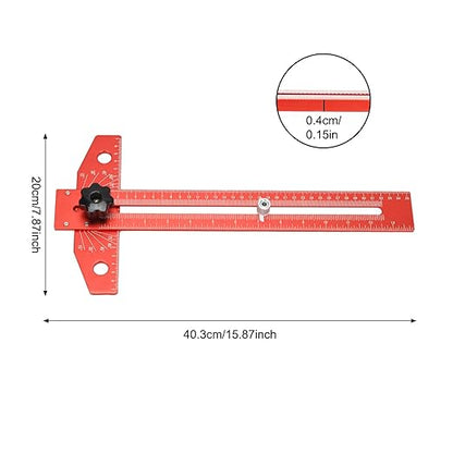 Woodworking Scriber Marking Line Ruler, Adjustable up to 18 inches Aluminum Alloy T-Square Ruler, Sliding Precision Line Drawing Angel Ruler with 1 pcs Carpenter Pencil