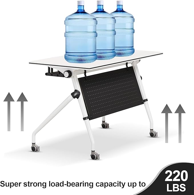 Conference Room Tables,Folding Conference Table for 10,Rectangular Meeting Table Modern Mobile Seminar Training Table with Wheels,Easy to Assemble,Modular Bussiness Tables for Office,Meeting Room(4)