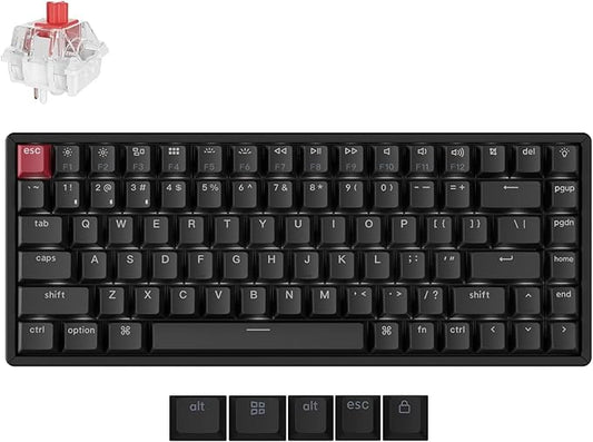 Keychron K2 75% Layout QMK Wireless and Wired Options Mechanical Keyboard Super Red Switch, Paired with Shine-Through Double-Shot PBT Keycaps for Mac Windows-Version 3