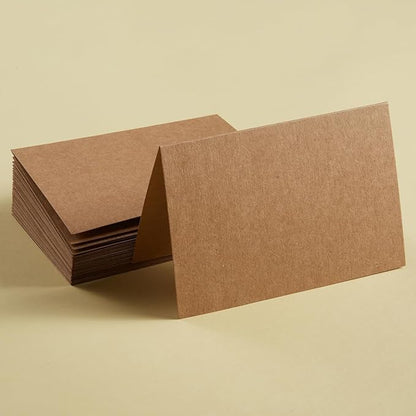 50 Pack Blank Cards Folded Cardstock Thank You Blank Greeting Cards for Invitations, Wedding, Greeting Cards, All Occasion DIY (Brown, 3x5)