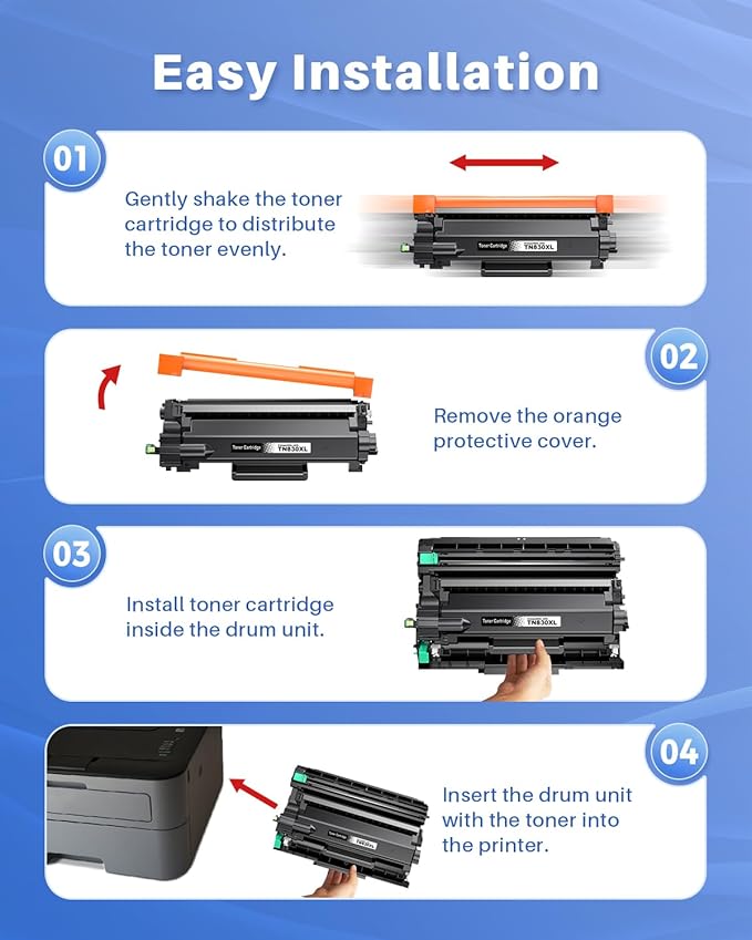 Compatible TN830XL Toner for Brother Printer Replacement for Brother TN830XL TN830 TN830/XL/V/R Toner Cartridges with DCP-L2640DW HL-L2460DW HL-L2480DW HL-L2400D HL-L2405W MFC-L2820DW Printer(2 Black)