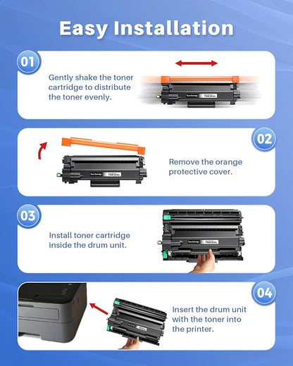 Compatible TN830XL Toner for Brother Printer Replacement for Brother TN830XL TN830 TN830/XL/V/R Toner Cartridges with DCP-L2640DW HL-L2460DW HL-L2480DW HL-L2400D HL-L2405W MFC-L2820DW Printer(2 Black)
