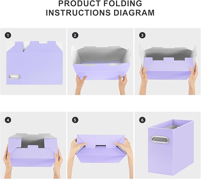 Oterri Cardboard File Organizer Box for Hanging File Folders Letter Size,File Box for Computer Desk,File Cabinet,Working Home,Office,Classroom(Purple, Letter Size - 2 Packs)
