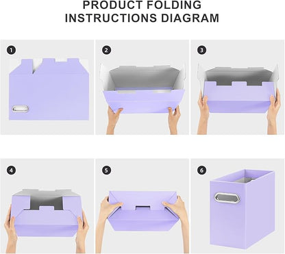 Oterri Cardboard File Organizer Box for Hanging File Folders Letter Size,File Box for Computer Desk,File Cabinet,Working Home,Office,Classroom(Purple, Letter Size - 2 Packs)