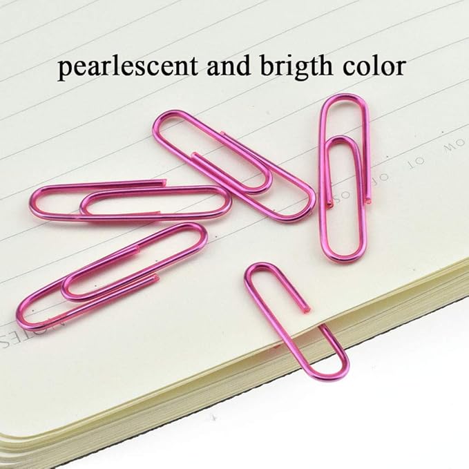 HAHIYO Paper Clips 1.3" (33mm) Length Pink Paperclips Vinyl Coated Prevent Scratching Tearing The Pages Sturdy for Bookmark Organize Home Office School 120 Pack
