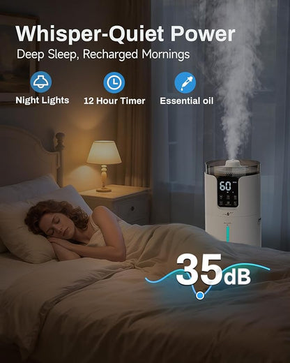 16L Smart Humidifier large room, Whole house Humidifier for Home 1500 sq.ft with APP/Voice/Remote Control, Ultrasonic Cool Mist Humidifiers for Bedroom, Plants, office with Tube, White